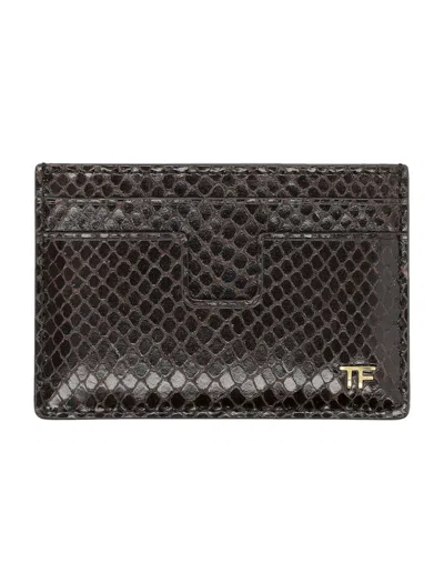Tom Ford Snake Print Card Holder Wallets And Card Holders In Brown