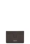 Tom Ford Logo-print Leather Cardholder In Chocolate