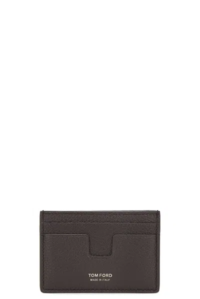 Tom Ford Logo-print Leather Cardholder In Brown