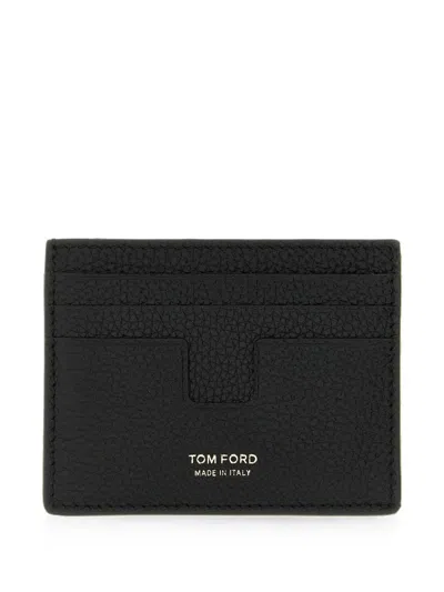 Tom Ford Cardholder T Line In Calfskin In Black
