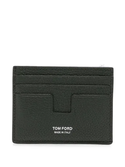 Tom Ford Cardholder T-line With Grainy Texture In Green
