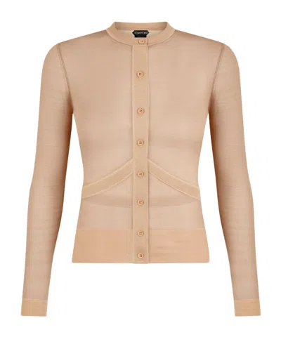 Tom Ford Cardigan Crew Neck Sweater In Nude