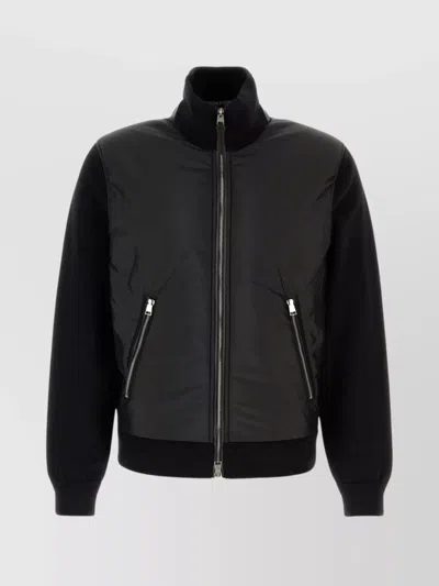 Tom Ford Cardigan High Collar Wool Blend In Black