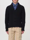 Tom Ford Cashmere Knit Sweater With Buffalo Horn Buttons And Shawl Collar In Blue