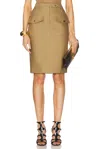 Tom Ford Fitted Skirt With Front And Back Pockets In Khaki Green