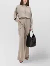 Tom Ford Cargo Pocket Drawstring Elastic Waistband Wide Leg Trousers In Gray