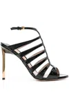 Tom Ford Glossy Stamped Crocodile Sandals In Black