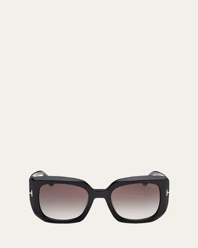 Tom Ford Carla-02 Acetate Square Sunglasses In Black