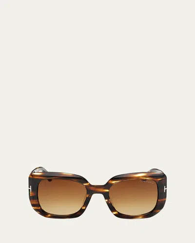 Tom Ford Carla-02 Acetate Square Sunglasses In Brown