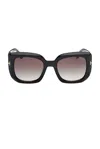 Tom Ford Eyewear Cielle Oval Frame Sunglasses In Shiny Black & Gradient Smoke