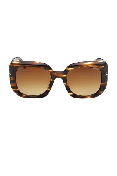 Tom Ford Carla-02 Acetate Square Sunglasses In Brown