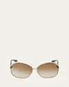 Tom Ford Carla 66mm Oversized Round Metal Sunglasses In Gold