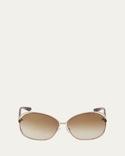 TOM FORD CARLA CUT-OUT METAL & ACETATE ROUND SUNGLASSES