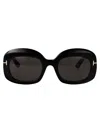 Tom Ford Eyewear Cielle Oval Frame Sunglasses In Nero Lucido / Fumo