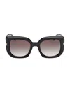 Tom Ford Eyewear Cielle Oval Frame Sunglasses In Shiny Black & Smoke