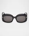 Tom Ford Carmen Round Acetate Sunglasses In Sblksmk