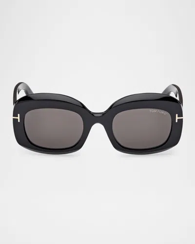 Tom Ford Carmen Round Acetate Sunglasses In Sblksmk