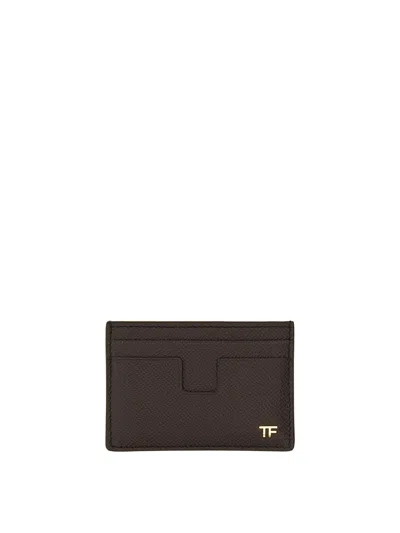 Tom Ford Classic Card Holder T Line In Brown