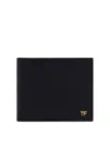 Tom Ford Leather Wallet With Gold Detail In Negro