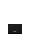 Tom Ford Black Card Holder With Embossed Lgoo Lettering On The Front And Money Clip In Grained Leather Man In Negro