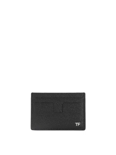 Tom Ford Flat Leather Card Holder In Black