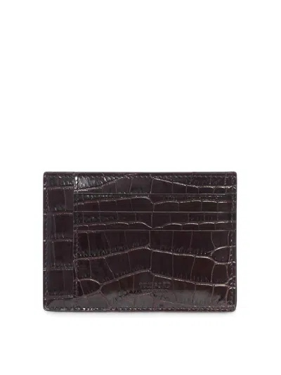 Tom Ford Leather Card Holder In Brown
