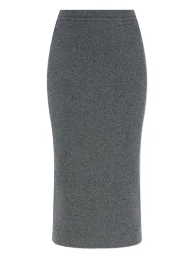 Tom Ford Cashmere And Cotton Midi Skirt In Gray