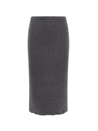 Tom Ford Ribbed Cashmere Midi Pencil Skirt In Gray