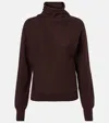 Tom Ford Brown Sweater With High Neck In Cashmere And Cotton Blend Woman In Brown