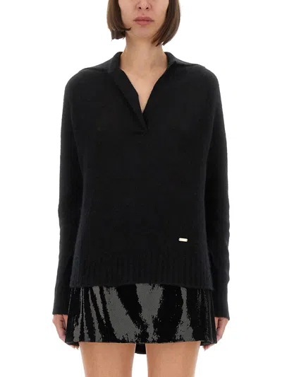 Tom Ford Cashmere And Silk Long Sleeve Polo Shirt In Black