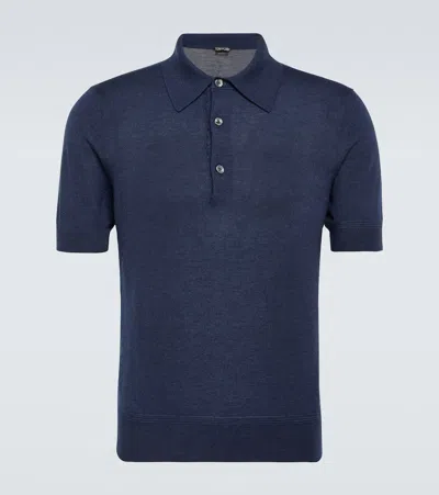 Tom Ford Polohemd Aus Kaschmir Und Seide In Blau