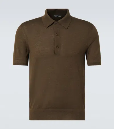 Tom Ford Cashmere And Silk Polo Shirt In Brown