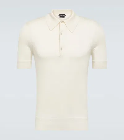Tom Ford Cashmere And Silk Polo Shirt In Ivory