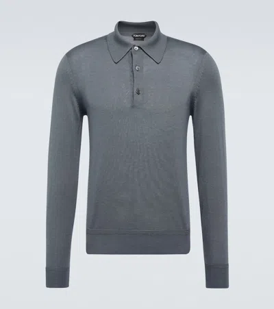 Tom Ford Cashmere And Silk Polo Shirt In Teal