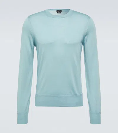 Tom Ford Cashmere And Silk Sweater In Blue