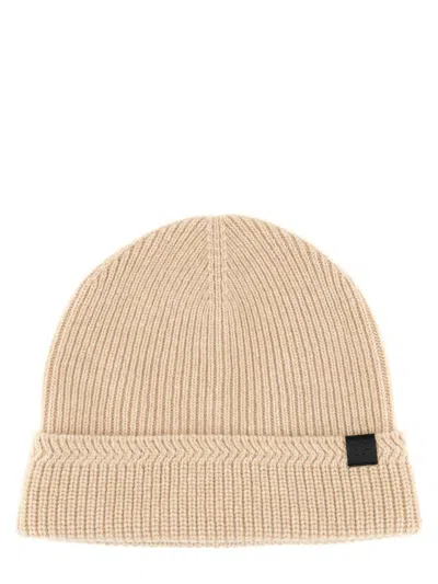 Tom Ford Cashmere Beanie Hat Turn-up Brim In Neutrals