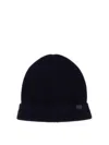 Tom Ford Tf Patch Ribbed Beanie In Blue