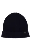 Tom Ford Tf Patch Ribbed Beanie In Blue