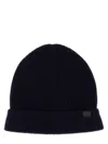 Tom Ford Tf Patch Ribbed Beanie In Blue