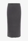Tom Ford Cashmere-blend Midi Skirt In Gray