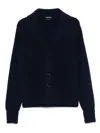 Tom Ford Cashmere Knit Sweater With Buffalo Horn Buttons And Shawl Collar In Blue