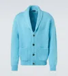 Tom Ford Mens Air Blue Shawl-collar Regular-fit Cashmere Cardigan In Blue