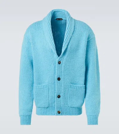 Tom Ford Shawl-collar Cashmere Cardigan In Blue