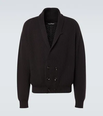 Tom Ford Cashmere Cardigan In Brown