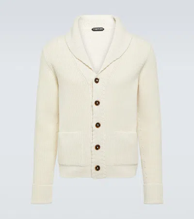 Tom Ford Cashmere Cardigan In White