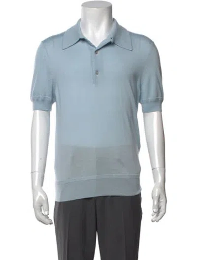 Pre-owned Tom Ford Cashmere Collar Polo Shirt In Blue