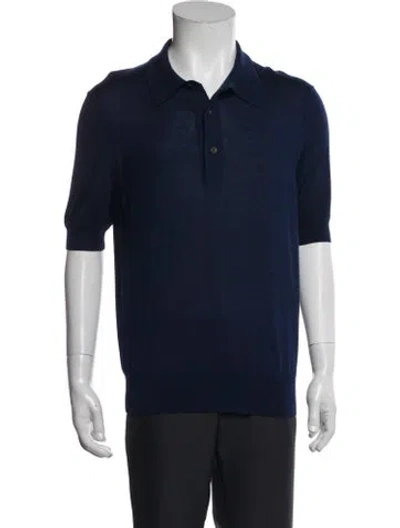 Pre-owned Tom Ford Cashmere Collar Polo Shirt W/ Tags In Blue