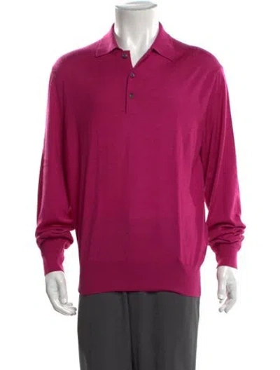 Pre-owned Tom Ford Cashmere Collar Polo Sweater In Pink
