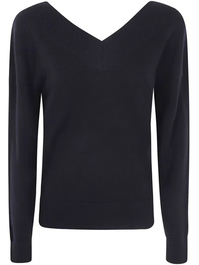 Tom Ford Cashmere Fin. 7 Off-shoulders V Neck Sweater In Black