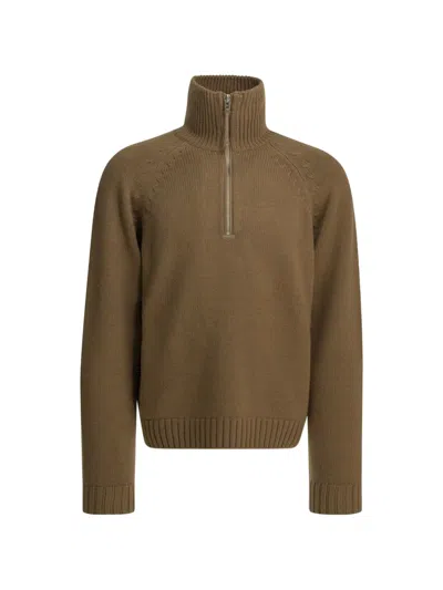 Tom Ford Cashmere Wool Blend Half Zip Pullover In Brown